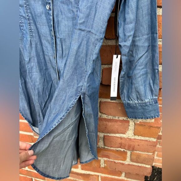 Liverpool Chambray Button Pleated Tunic - Picture 4 of 9